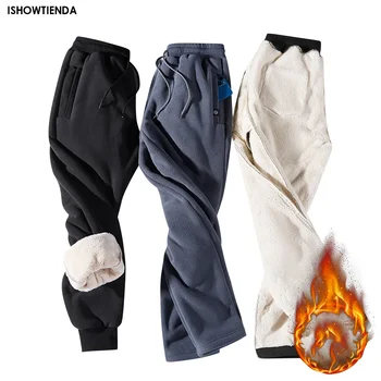 Зимни топли дебели руно Sweatpants мъже джогъри нови агнешка вълна случайни памук плюшени панталони мъжки извънгабаритни плюс размер панталони