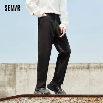 Semir Jeans Men Brushed Thickened Spring Autumn Trousers Loose Straight Pants 2023 Модерни дънки