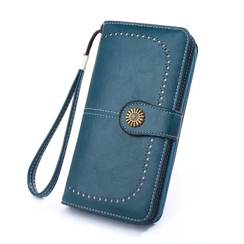 Нов Pu кожа жени портфейли женски дълги закопчалка портмонета дами телефон чантата притежателите на карти мода голям капацитет пари чанта Carteras