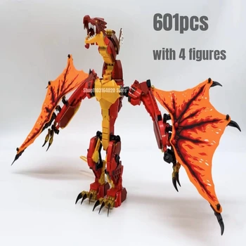 601pcs Fire Dragon Attack Building Blocks Модел FIT 71753 Тухли Играчки за подарък Chilren