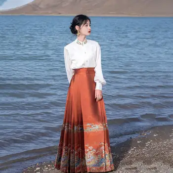 Оригинална система Минг Подобрена ежедневна ханфу палто Есен и зима Китайски костюм Китайска ханфу рокля Ориенталски стил ханфу рокля