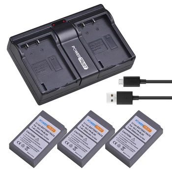 3Pcs PS-BLS5 BLS-5 BLS5 BLS-50 батерия akku + двойно USB зарядно устройство за Olympus OM-D E-M10, PEN E-PL2, E-PL5, E-PL6, E-PM2, Stylus 1