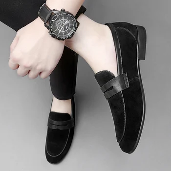 WAERTA Нов велур случайни мъжки обувки мода приплъзване на мокасини мъжки кожени удобни плоски обувки мокасини класически обувки за шофиране