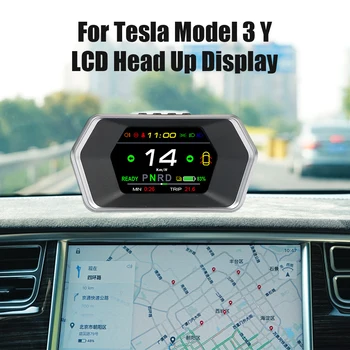 Car Smart HUD Gauge T17 Скоростомер Авто аксесоари Светлина Бърза аларма за безопасност Време на шофиране за Tesla Model 3 Y Head Up дисплей