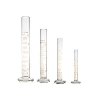  Професионална градуирана стъклена измервателна цилиндрична лаборатория Лаборатория за чучур Мярка клас А толерантност ±0.50ml 5/10/25/50ml Dropship