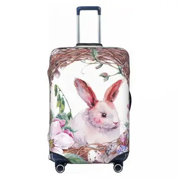 Акварел Великденски заешки яйца багаж покритие отпечатани пътуване куфар протектор удебелен еластичен куфар с цип