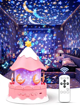 LED Galaxy Carousel Star проектор USB 21 Flims нощна лампа с Bluetooth високоговорител за деца подарък стая декоративна нощна лампа