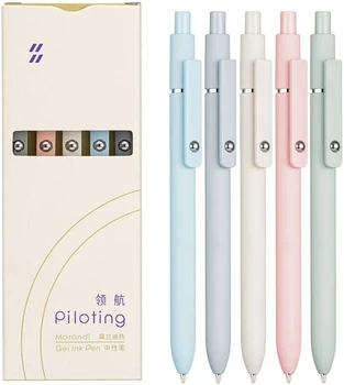 5PCS гел писалки бързо сухо мастило писалки черно пълнител 0.5mm фина точка премия прибиращи химикалки