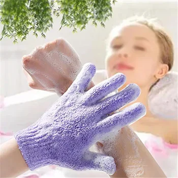 Ръкавици за баня за пилинг Ексфолираща ръкавица ръкавица за душ Скраб Устойчивост на ръкавици Масаж на тялото Гъба за измиване на кожата Хидратираща пяна