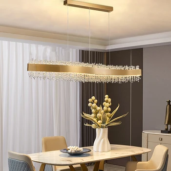 Модерен кристален полилей осветление трапезария S форма дизайн LED лампа Начало декор кухня остров правоъгълник осветително тяло