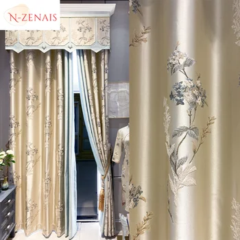 Нова китайска европейска луксозна завеса за хол затъмнение спалня бродира прецизно качество шенилна елегантна декорация