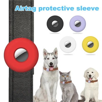 Airtag Dog Collar Holder Силиконов Appl Air Tag Защитен калъф за капак, подходящ за котешки и домашни любимци яка Harness Ring 1pc