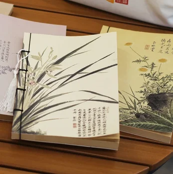 Реколта китайски стил Крафт хартия празна страница бележник студент канцеларски подарък преносим занаят празен мини бележник