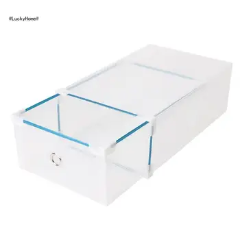 11UA Сгъваемо пластмасово прозрачно чекмедже за кутия за съхранение на обувки за съхранение на обувки Организиране