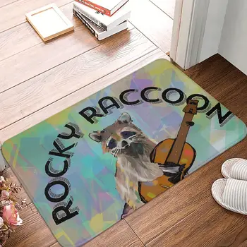 Rocky Raccoon Playing Raccoon Guitar Non-slip Rug Doormat Kitchen Mat Balcony Carpet Welcome Decorative