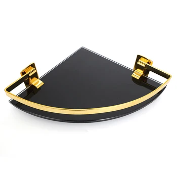 Луксозни златни аксесоари за баня комплекти черни или сребърни стъклени ъглови рафтове баня триъгълник ъглов рафт