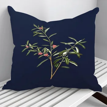 Класически ботанически на синя калъфка за възглавници Декоративен диван възглавница случай легло възглавница покритие Начало декор кола възглавница покритие 45 * 45 см