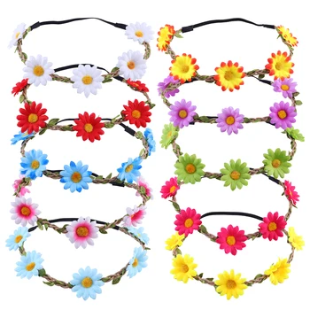 5 парчета многоцветен дама момиче мода цвете корона флорални гирлянди ленти за глава за фестивал сватбено парти