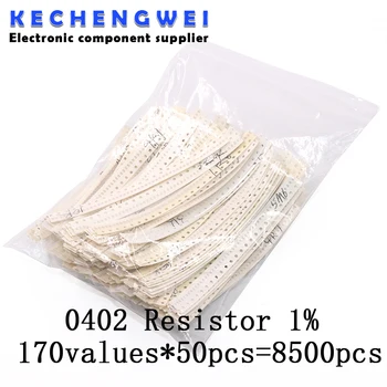 8500pcs 0402 SMD резистор комплект асорти комплект 1ohm-10M ома 1% 170valuesX 50pcs = 8500pcs проба комплект