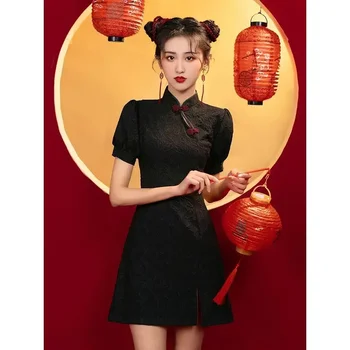 китайски реколта стар шанхайски дракон & феникс qipao елегантен нова годинакосплей жени Cheongsam яка секси женска рокля Vestidos