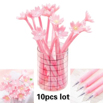 10pcs творчески сладък гел писалка черешов цвят цветя силиконови розови канцеларски материали офис училищни пособия подарък симулация