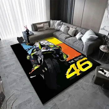 VR-46 мотоциклет лого отпечатани килим вътрешен нехлъзгащ се под мат удобен хол спалня етаж мат подарък за рожден ден