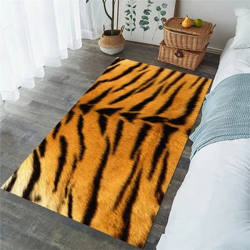 HX Tiger Stripes Килими Животинска кожа 3D графичен отпечатан фланелен килим за хол Спалня Мода Етаж Мат Начало Деко
