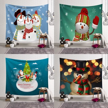 Адаптивни декорация на дома карикатура Коледа снежинка печат гоблени спалня хол стена фон плат