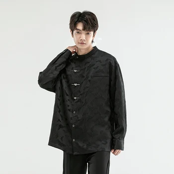 2023 Есен Нова китайска ежедневна риза Tang костюм Мъжка риза от висок клас Извънгабаритни Harajuku яке обучение костюм дизайнер облекло