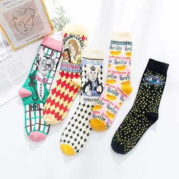 Пролет Есен Нова японска илюстрация Сладки дамски чорапи Мода Kawaii Harajuku памучни чорапи