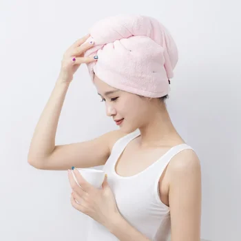 Двуслойна удебелена вода, абсорбираща мека суха шапка за коса дамска суха кърпа за коса шапка за баня кърпа за избърсване на косата