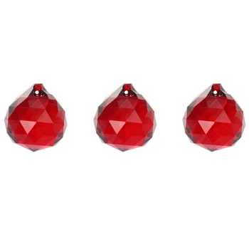 3X, 30Mm червени кристални топки призми