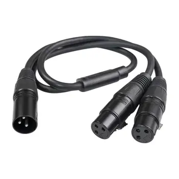 RYRA XLR мъжки към двоен XLR женски сплитер 3-пинов балансиран кабел за микрофон 0.5m за микрофони / студийни миксери / озвучителни системи