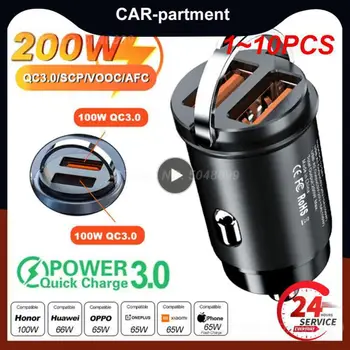 1 ~ 10PCS Мини зарядно за кола Бързо зареждане 4.0 QC4.0 QC3.0 QC SCP 5A PD тип C 200W бързо USB кола телефон такса за