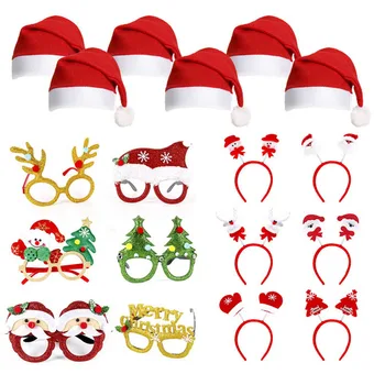 Коледна украса Комплект очила Празнични коледни подаръци за възрастни за деца Шапка главата ключалката обръч шамар гривна Честита Нова Година
