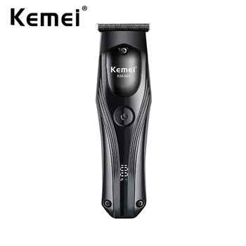 Kemei Професионален акумулаторен тример за коса USB акумулаторна електрическа машинка за подстригване с LCD дисплей машина за рязане на коса за мъже
