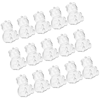15Pcs Малки кутии за лечение Очарователни контейнери за бонбони с форма на мечка Прозрачни кутии за закуски Опаковъчни кутии