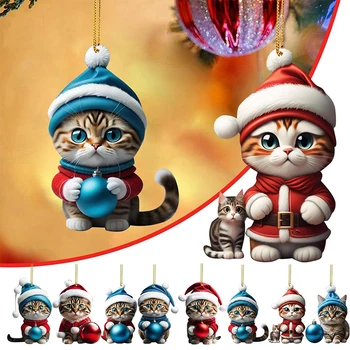 карикатура сладка котка Коледа домашни орнаменти висящи декорация подарък Коледа висящи дървета персонализирани висулка парти доставки