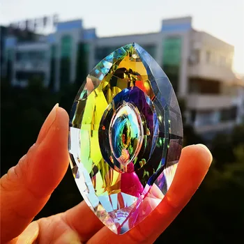 Най-високо качество 76mm дъга кристал K9 конски око форма полилей част DIY осветление висулка призма DIY Suncatcher висящи декорация