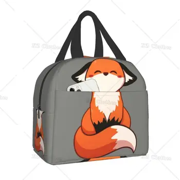 Cute Fox изолирани чанти за обяд за жени мъже модни 3D животински печат преносим термичен охладител обяд кутия за къмпинг пътуване