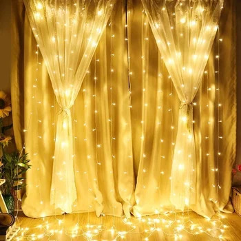3/4/6M LED фея завеса светлини с 8 режима Festoon низ светлини за закрито / открито Коледа, сватба, парти стена декорации