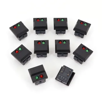 10Pcs Honyone PB86-B2 черен голям капачка червен и зелен LED моментен 8-пинов етап контрол бутон