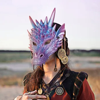 Маскарад Перлена синя драконова маска Косплей маски Реквизит Хелоуин парти Carniva парти обличане подпори