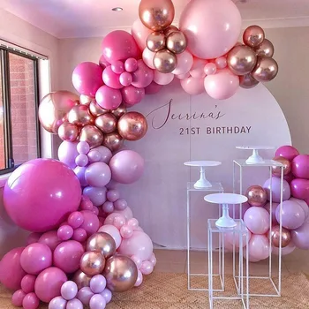 126Pcs розово розово злато латекс балон гирлянди арка балон верига за рожден ден сватба бебе душ декор доставки