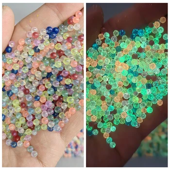 Стъклени Noctilucent Microbeads 3-3.5mm 450g Ръчно изработени DIY плаващи пясъчни напълнени материали за нокти