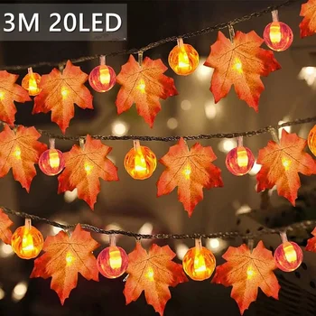 3M 20 LED тиква кленов лист низ светлини Гирлянд Led фея светлини за Хелоуин декорация есенен декор есен дома декор
