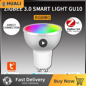 Rgbcw Led лампа Zigbee 3.0 Tuya интелигентна крушка Работа с Alexa Google Home 5w Smart Led крушка гласов контрол