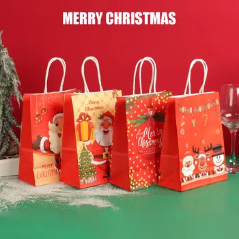  Коледна тема Подаръчни торбички Санта чанта Коледно дърво чанта Празнично парти подарък даване голяма пазарска чанта Бъдни вечер подарък голяма пазарска чанта