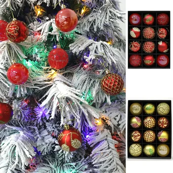 12Pcs коледни топки орнаменти за коледно дърво декорация нечупливи висящи топка празник парти декор 2024