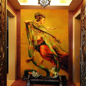 beibehang Персонализиран тапет 3d Dunhuang Feitianyu фея маслена живопис хол веранда пътека декоративна живопис 3d тапети